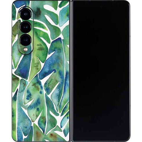 Cat Coq Tropical Leaves Galaxy Z Fold4 5G Skin